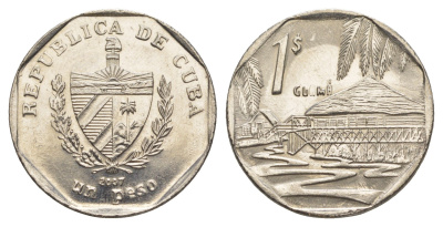 Куба 1 песо 2007 KM 579.2 сталь плакированная никелем UNC 4637-1123