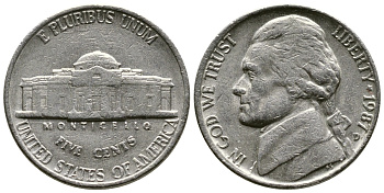 США 5 ЦЕНТОВ 1987 D, ДЖЕФФЕРСОН KM А192 медно-никель 25-2132