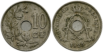 Бельгия 10 сантимов 1928 Belgique KM 85 медно-никель 4172-1037