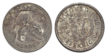 Менден 50 пфеннигов 1920 Funck 328.12, Men05 16572.4, Men18 20803.4 железо UNC 4636-1061