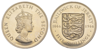 Джерси 5 шиллингов 1966 900 лет битве при Гастингсе KM 28 медно-никель PROOF 3896-731