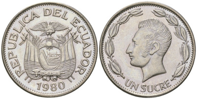 Эквадор 1 сукре 1980 KM 78b сталь плакированная никелем aUNC 4511-633