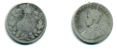 КАНАДА 10 ЦЕНТОВ 19ХХ ГЕОРГ V серебро 46-1047