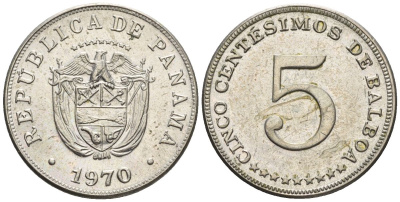 Панама 5 сентесимо 1970  KM 23.2 медно-никель    85-626