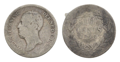 Нидерланды 10 центов 1849 Виллем II (1840-1849) KM 75 серебро 4649-122