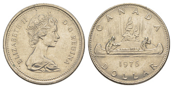 Канада 1 доллар 1976 Елизавета II (1952-2022), каноэ KM 76.2 никель 4634-412