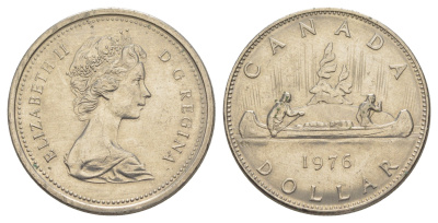 Канада 1 доллар 1976 Елизавета II (1952-2022), каноэ KM 76.2 никель 4634-412