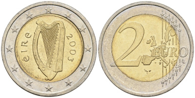 Ирландия 2 евро 2003 KM 39 биметалл 4148-616