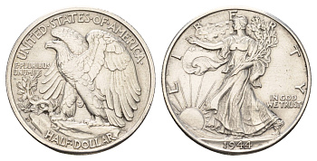 США 1/2 доллара (50 центов) 1944 D KM 142 серебро 3896-1325