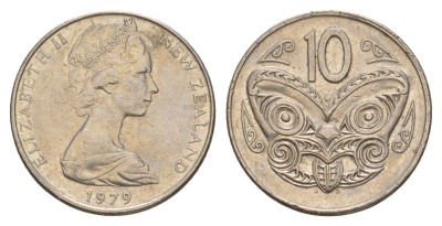 Новая Зеландия 10 центов 1979 KM 41.1 медно-никель 4179-916