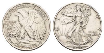 США 1/2 доллара (50 центов) 1944 D KM 142 серебро 3896-1325