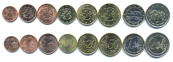 Финляндия евронабор из 8 монет 1999-2002 (1, 2, 5, 10, 20, 50 евроцентов, 1, 2 евро) UNC N5-49