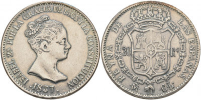 ИСПАНИЯ 20 РЕАЛОВ 1837 ИЗАБЕЛЛА, КОПИЯ 4184-1011