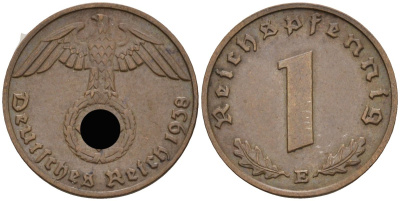 Германия 1 рейхспфенниг 1938 E KM 89, J 361 бронза 4136-1224