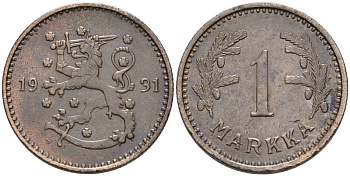 ФИНЛЯНДИЯ 1 МАРКА 1931 S KM 30 медно-никель 4563-633
