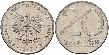 Польша 20 злотых 1987 MW Y 153.1 медно-никель 4187-722