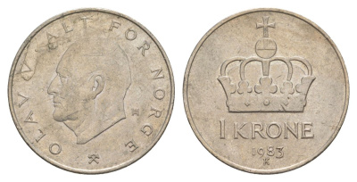 Норвегия 1 крона 1983 Улаф V (1957-1991) KM 419 медно-никель 4635-721