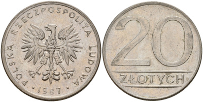Польша 20 злотых 1987 MW Y 153.1 медно-никель 4187-722