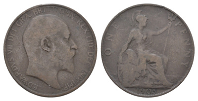 Великобритания 1 пенни 1905 Эдуард VII (1901-1910) KM 794.2, Spink 3990 бронза 4661-511