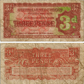 Великобритания 3 пенса 1948 вторая серия, для вооруженных сил Pick М16а бумага 8605-26-3-2