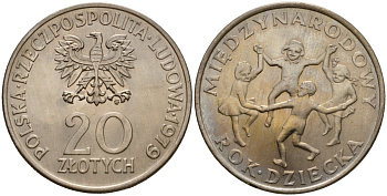 Польша 20 злотых 1979 MW, Международный год детей Y 99 медно-никель UNC 109-1136