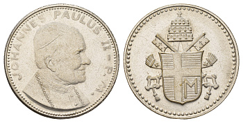 Ватикан медаль в честь избрание папой римским Иоанна Павла II ND (1978) Папский герб, диаметр 35 мм, вес 15,5 гр медно-никель плакированный серебро 4667-1235