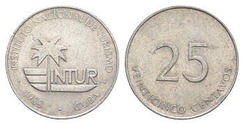 Куба 25 сентаво 1988 туристические деньги, INTUR KM 419 алюминий 4637-1112