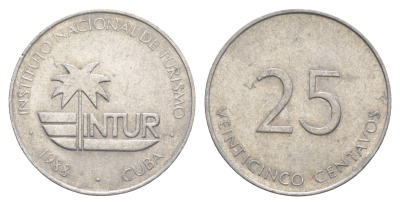 Куба 25 сентаво 1988 туристические деньги, INTUR KM 419 алюминий 4637-1112