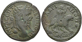 Римская Империя, Провинция Фракия, Адрианополь АЕ 193 - 211 Септимий Север, бюст императора / Кибела верхом на льве, 12,67 гр медь 1073-22-31
