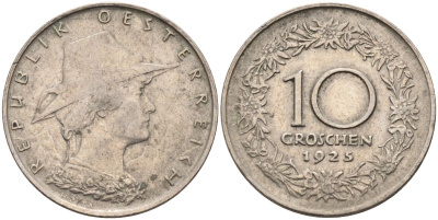 Австрия 10 грошей 1925 KM 2838 медно-никель 4126-342