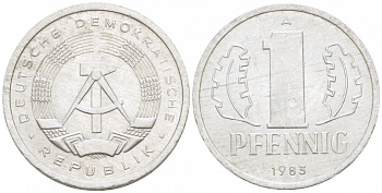 ГДР 1 ПФЕННИГ 1983 А KM алюминий 105-853