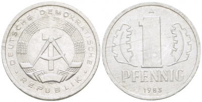 ГДР 1 ПФЕННИГ 1983 А KM алюминий 105-853