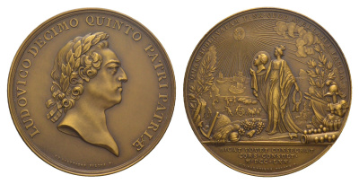 Франция медаль "Корсика становится частью Франции" 1978 диаметр 64 мм, вес 132,2 гр, Бюст Людовика XV, медальер Ч.Н. Ротьерс томпак 1097-4-22