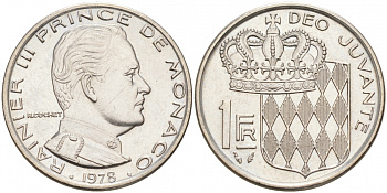 Монако 1 франк 1978 Ренье III (1949-2005) KM 140 никель 73-1237