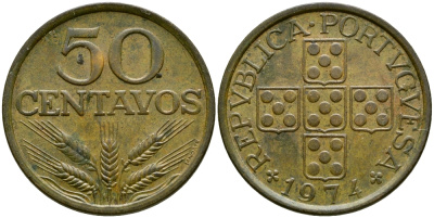 Португалия 50 сентаво 1971 KM 596 бронза 4388-647