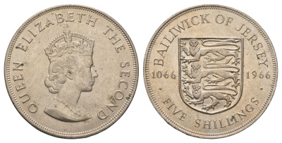 Джерси 5 шиллингов 1966 900 лет битве при Гастингсе, в запайке, тираж 30.000 экземпляров KM 28 медно-никель BU 74-924