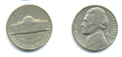 США 5 ЦЕНТОВ 1964 ДЖЕФФЕРСОН KM А192 медно-никель 179-712