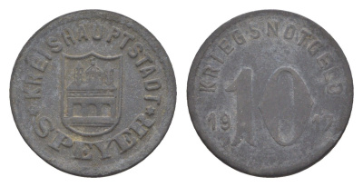 Шпайер 10 пфеннигов 1917 Funck 513.2, Men18 29758.2 цинк 4636-1228