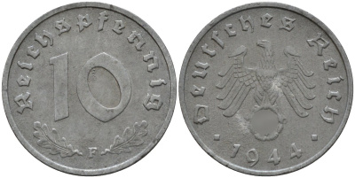 Германия 10 рейхспфеннигов 1944 J KM 101, J.371 цинк 4151-331