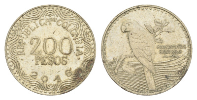 Колумбия 200 песо 2016 KM 297 медь цинк никель 4664-512