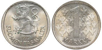 Финляндия 1 марка 1979 K KM 49а медно-никель UNC 259-432