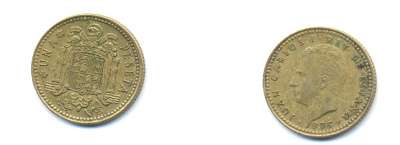 Испания 1 песета 1975 (76) Хуан Карлос I (1975-2001) KM 806 алюминиевая бронза 54-722