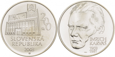 Словакия 200 крон 2003 100 лет со дня рождения Имриха Карваша (1903-1981) KM 65 серебро UNC 11-177-44