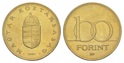 Венгрия 100 форинтов 1995 KM 698 латунь UNC 4650-342