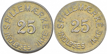 ДАНИЯ ЖЕТОН ИГРОВОЙ ND ЯРМАРКА РАЗВЛЕЧЕНИЙ 25, SPILLENMAERKE, INDLOSES IKKE белый металл 4544-934