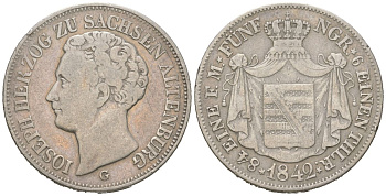 Саксен-Альтенбург 1/6 талера 1842 G, Иосиф (1834-1848) KM 18, Jaeger 106, AKS 50 серебро 1517-214