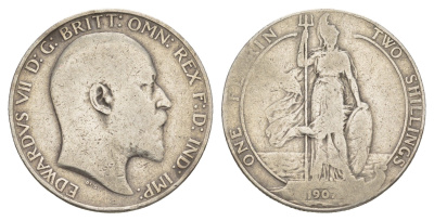Великобритания 1 флорин = 2 шиллинга 1907 Эдуард VII (1901-1910) KM 801, Spink 3981 серебро 1520-1344