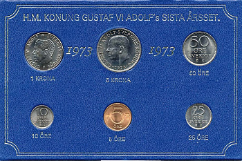 ШВЕЦИЯ НАБОР ИЗ 6 МОНЕТ 1973 04-062-204