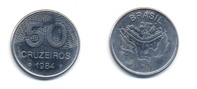 БРАЗИЛИЯ 50 КРУЙЗЕЙРО 1984 KM 594.1 сталь aUNC 51-5741