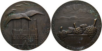 ФРАНЦИЯ МЕДАЛЬ 1929 МЕЖДУНАРОДНЫЙ КОНГРЕСС АВИАТОРОВ, ДИАМЕТР 68 ММ. ВЕС 153,3 ГР. бронза 00-00